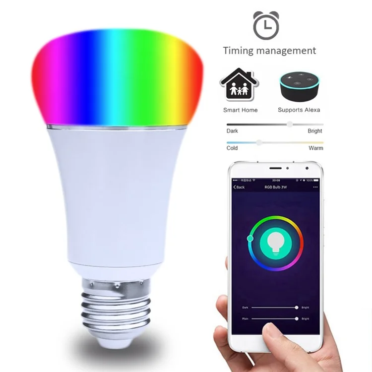 LED Wireless WiFi APP Remote Control Dimmable RGB LED Smart Light Bulb AC 85 - 265V