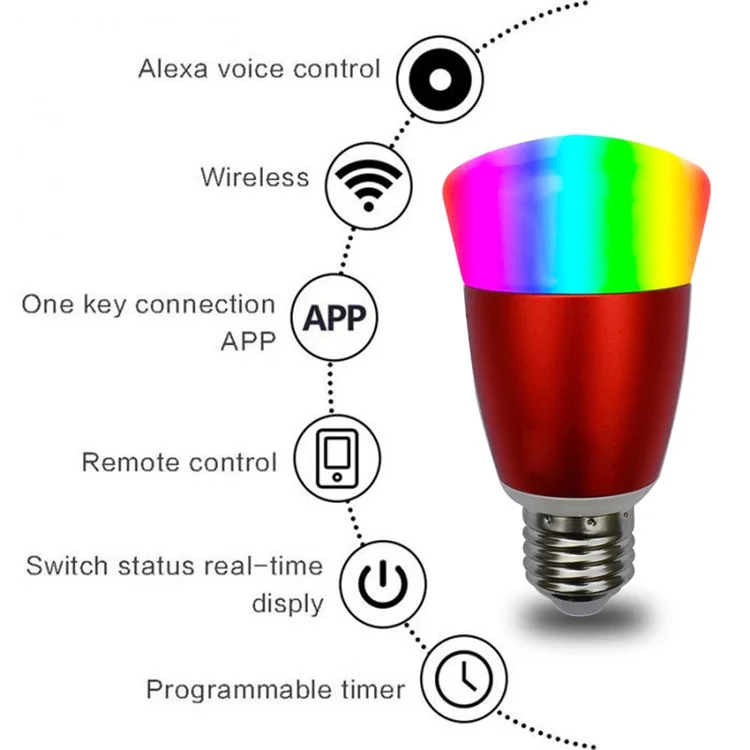 Adjustable Brightness Smart WiFi E27 LED Bulb Wireless APP Remote Control Bulb AC 85 - 265V