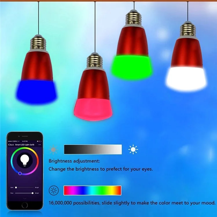 Adjustable Brightness Smart WiFi E27 LED Bulb Wireless APP Remote Control Bulb AC 85 - 265V