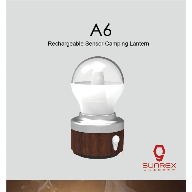 SUNREX A6 Outdoor Portable Camping Induction LED Light Energy-Saving Rechargeable Lamp Lantern