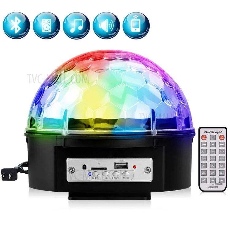 YouOKLight 9-Color LED Music Crystal Magic Ball Light MP3 USB Bluetooth Disco DJ Stage Light with Remote Control - EU Plug