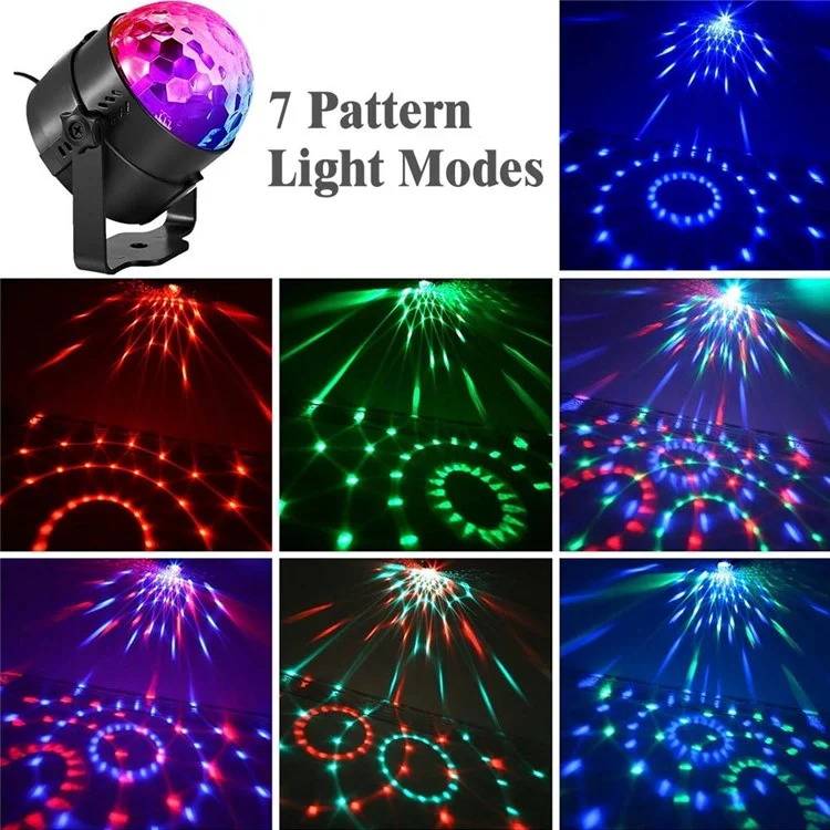 Youoklight 7 Moldes Leves LED RGB Rotativo DJ Disco Party Ball Light - Plugue da ue