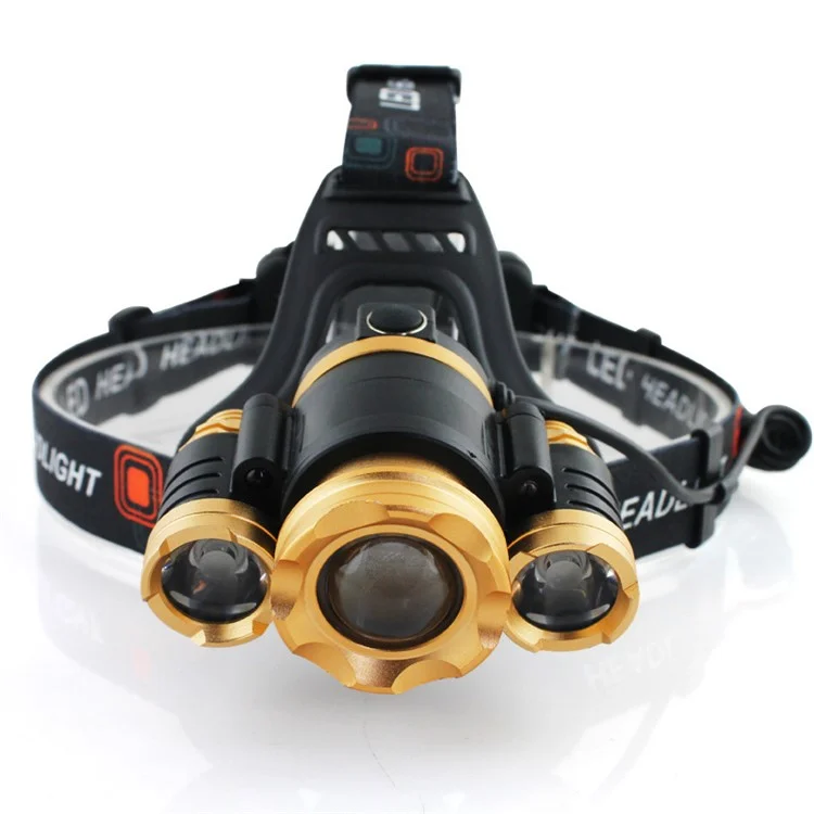 Faros al Aire Libre RJ-3000 al Aire Libre T6 Beads Head Torch Linterna de Caza Con Cargador