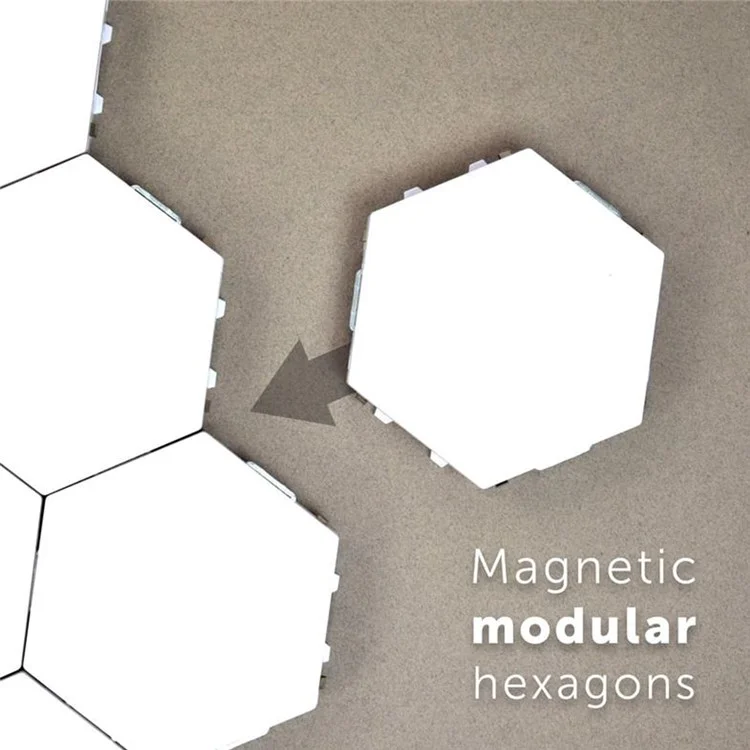 6 pièces/pack Lampe murale modulaire à induction tactile magnétique DIY Honeycomb - Édition couleur [Prise UE]