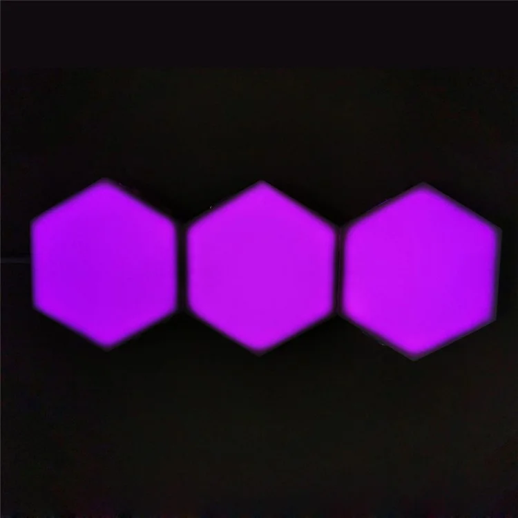 6 pièces/pack Lampe murale modulaire à induction tactile magnétique DIY Honeycomb - Édition couleur [Prise UE]
