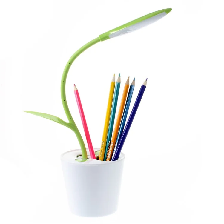 Sapling Pen Holder Touchable LED Desk Lamp with 3 Brightness Eye-protective - Green