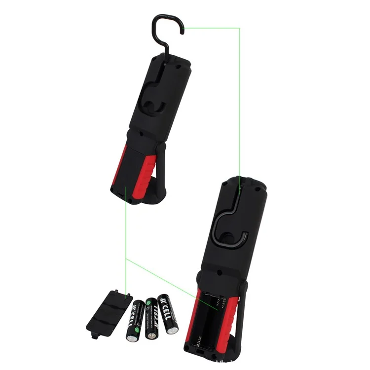 2Pcs COB LED Magnetic Stand Hook Car Inspection Work Lights Outdoor Flashlights