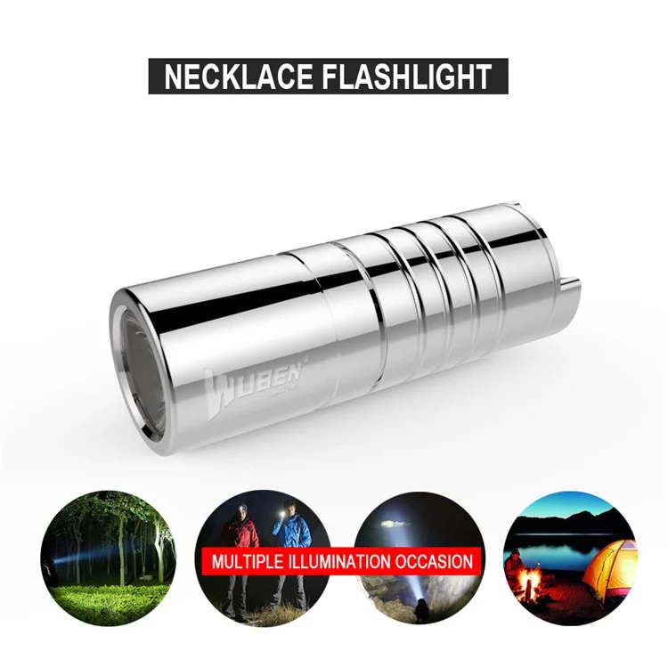 WUBEN G339 Mini Stainless Steel Rechargeable LED Necklace Flashlight