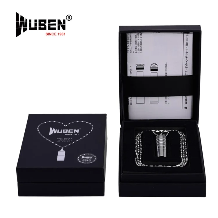 WUBEN G339 Mini Stainless Steel Rechargeable LED Necklace Flashlight