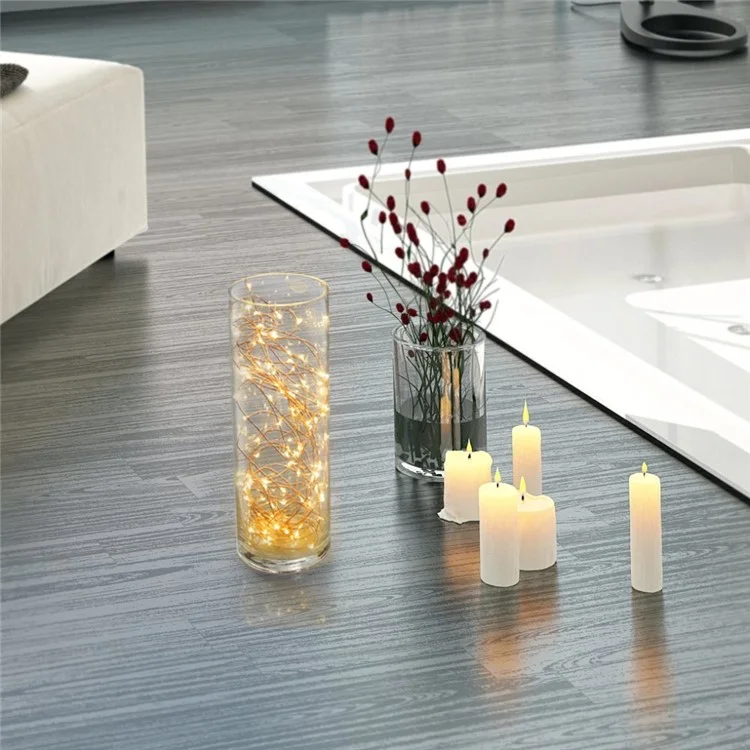 20M 200-LED Warm White Dimmable Copper Wire LED Starry Light with Remote Controller - EU Plug