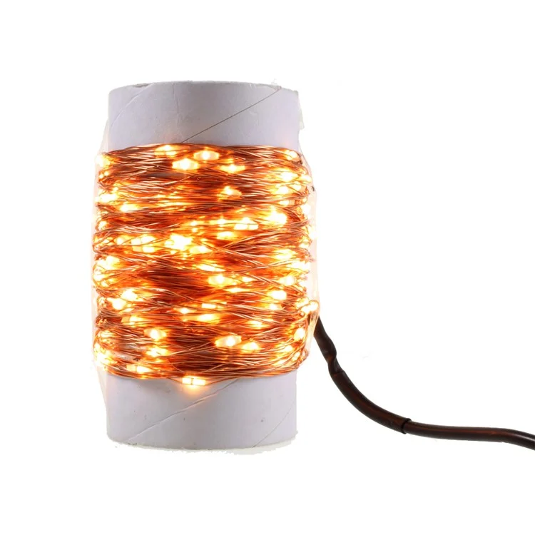 20M 200-LED Warm White Dimmable Copper Wire LED Starry Light with Remote Controller - EU Plug