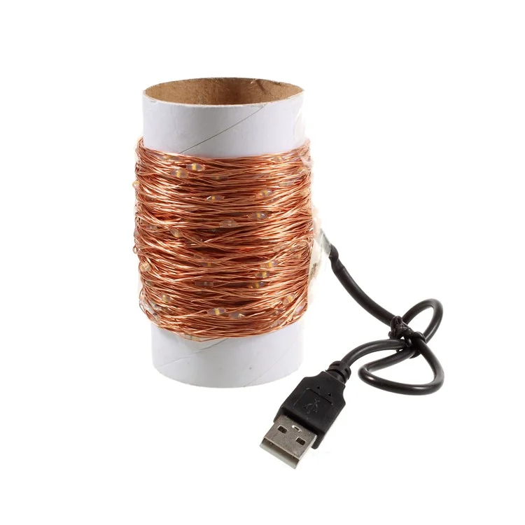 20M 200-LED Warm White Dimmable Copper Wire LED Starry Light with Remote Controller - EU Plug