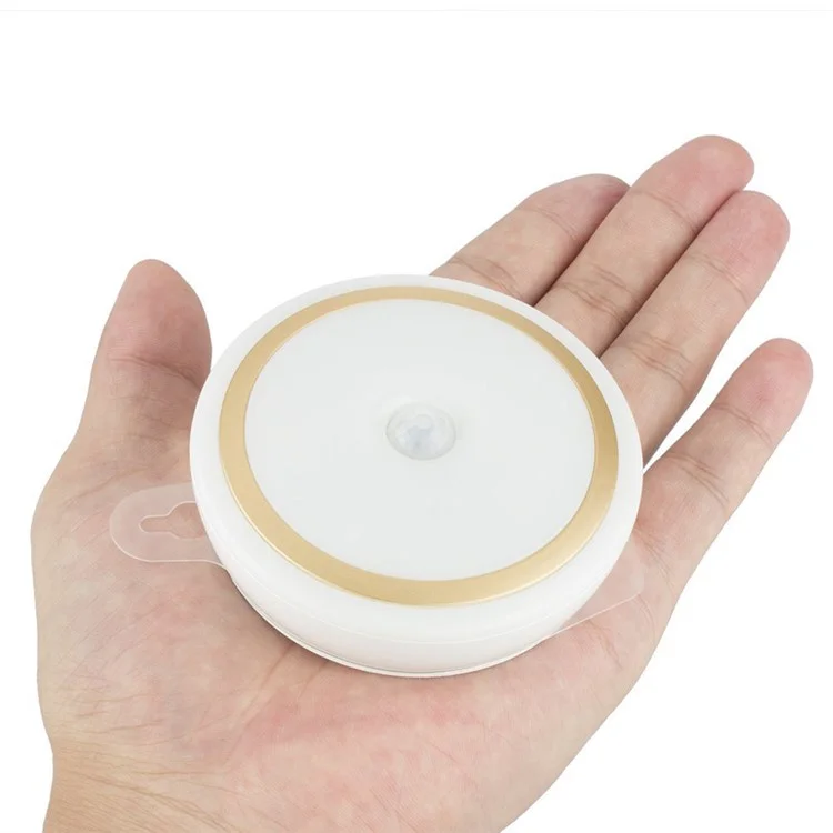 1pc PIR Sensor Motion LED Night Light Human Body Induction Rechargeable Bed/Cabinet Lamp CL018 - Gold Shell / Warm White Light
