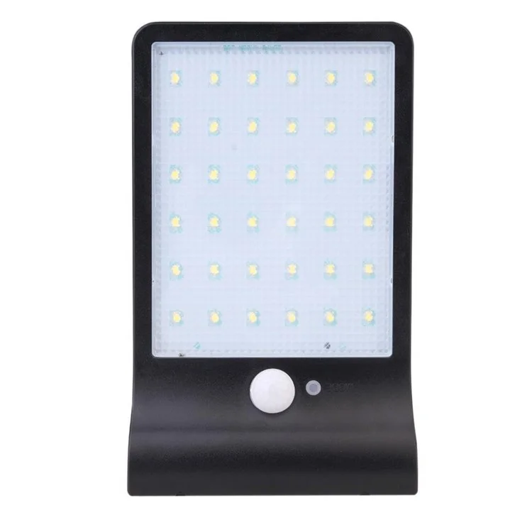 Outdoor 36-LED Solar Powered Motion Sensor Light Waterproof Spotlight Wall Light - Black