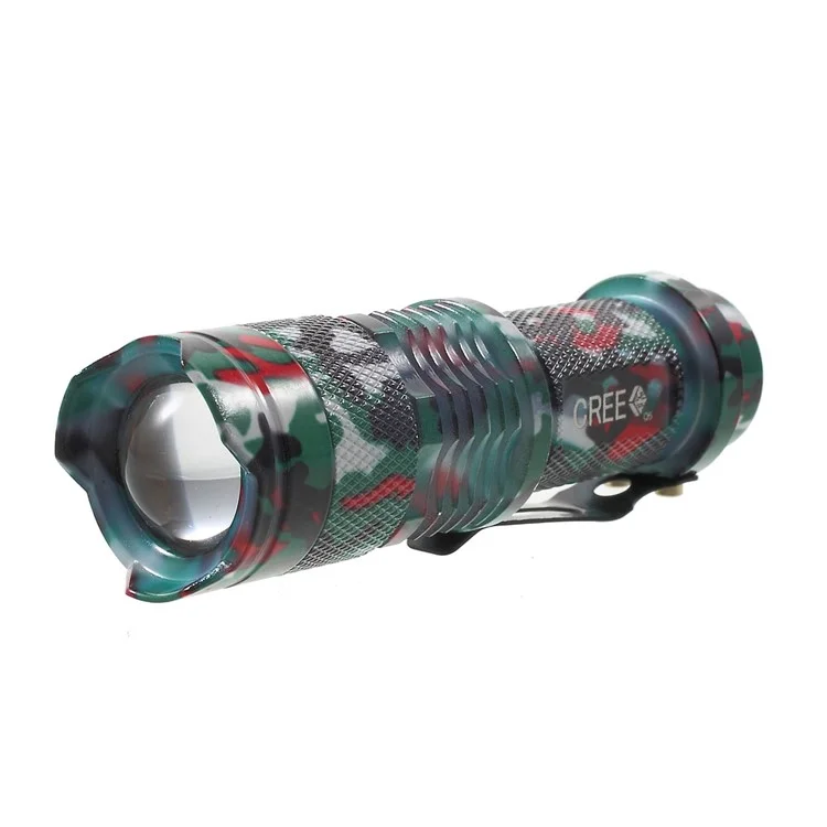 XLD-006G Mini CREE LED Torch Light 10W 1100LM 200m Light Range - Red Camouflage