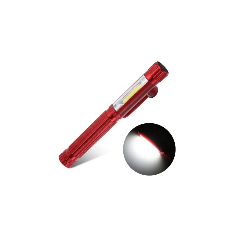 Mini 160LM COB LED Flashlight Waterproof USB Work Light - Red
