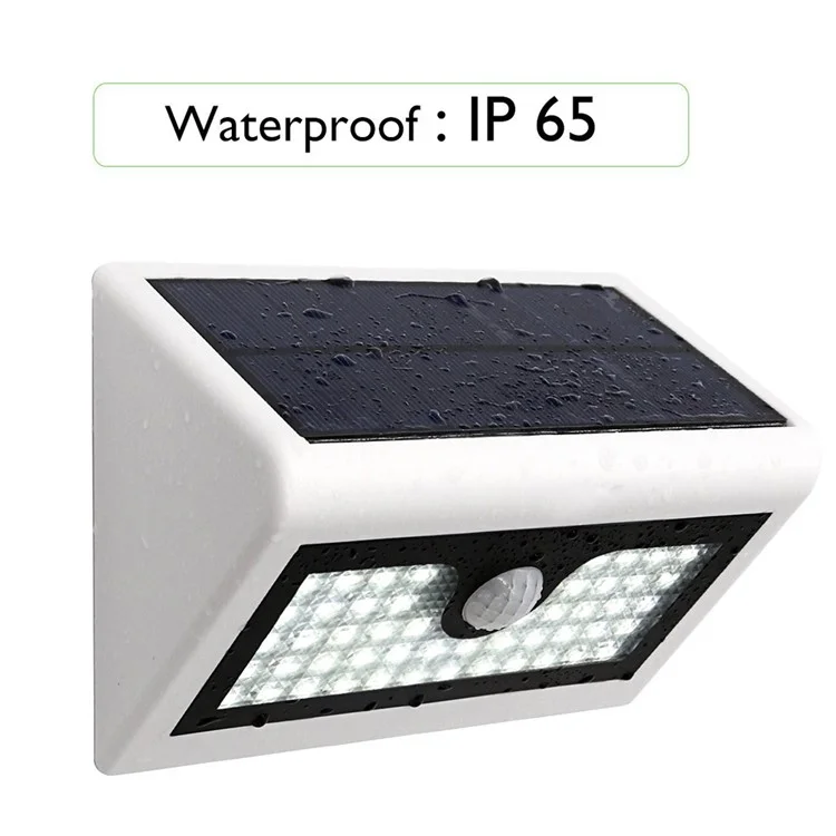 YY-5006 50-LED Solar Powered Outdoor Wall Light PIR Motion Detection Sensor Waterproof Light Lamp - White