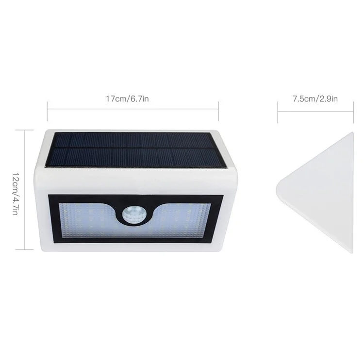 YY-5006 50-LED Solar Powered Outdoor Wall Light PIR Motion Detection Sensor Waterproof Light Lamp - White