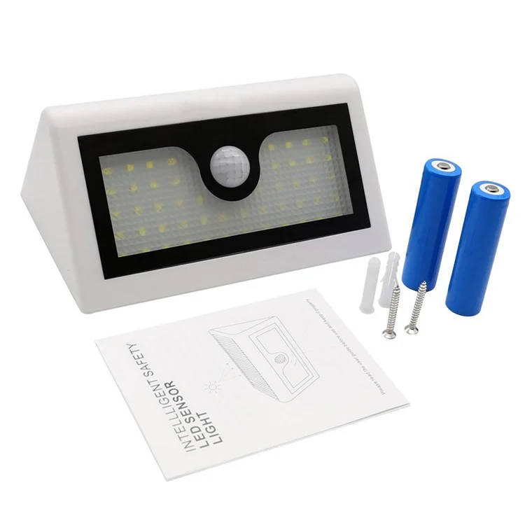 YY-5006 50-LED Solar Powered Outdoor Wall Light PIR Motion Detection Sensor Waterproof Light Lamp - White