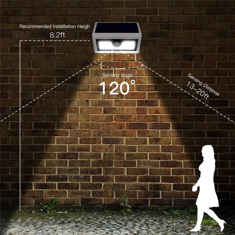 YY-5006 50-LED Solar Powered Outdoor Wall Light PIR Motion Detection Sensor Waterproof Light Lamp - White