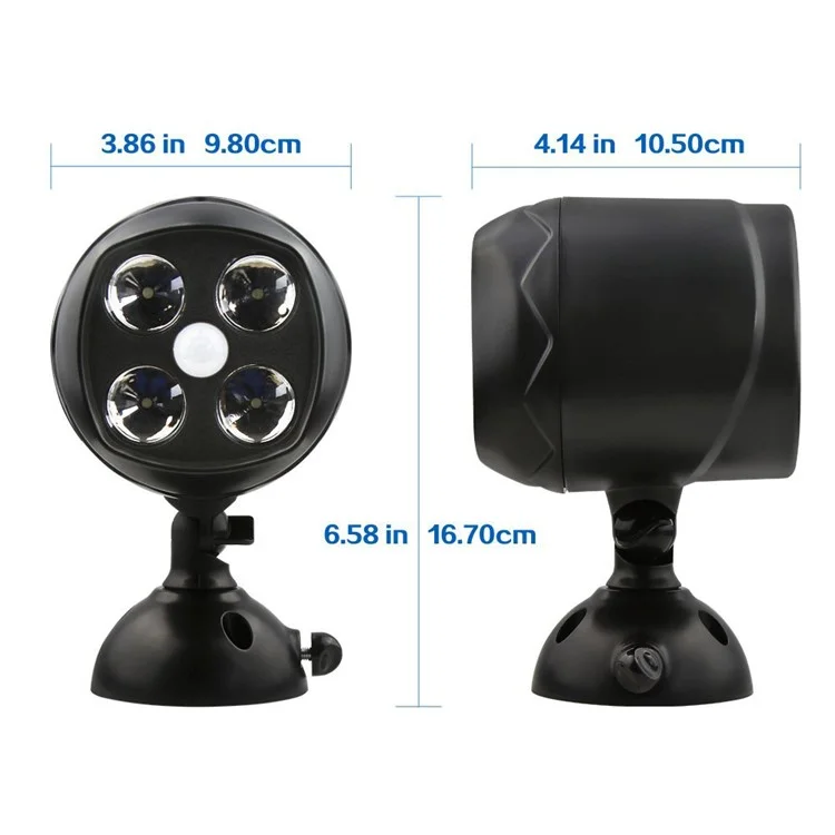 4 LEDs Sensor Outdoor Batteries Powered Wall Light Waterproof Motion Sensor Security Light