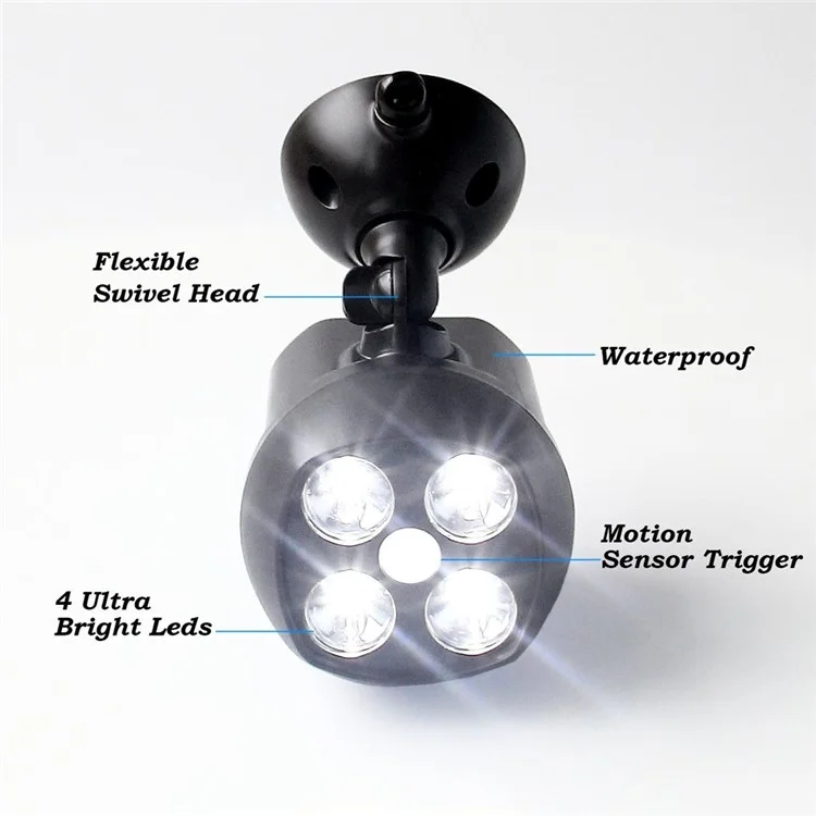4 LEDs Sensor Outdoor Batteries Powered Wall Light Waterproof Motion Sensor Security Light