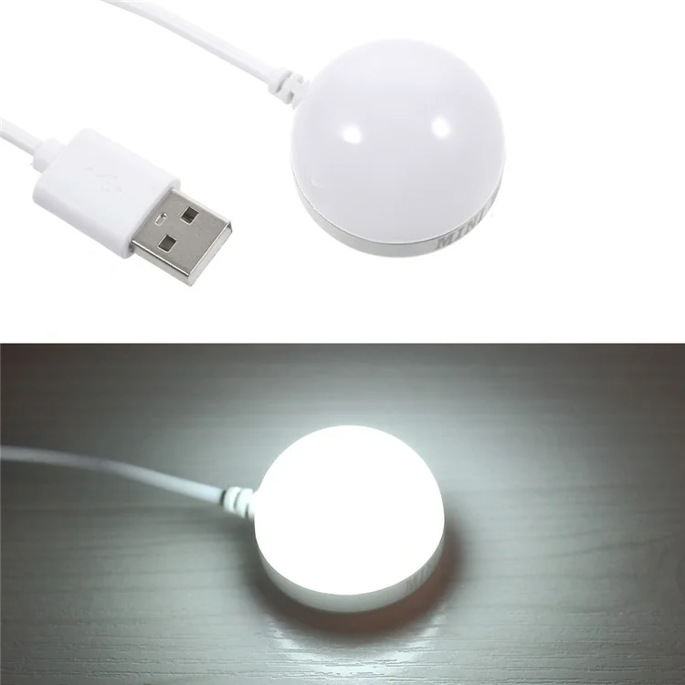 DC5V 2W Magnetic Mini USB Light Bulb LED Lamp with 1.5m Switch Cable - White