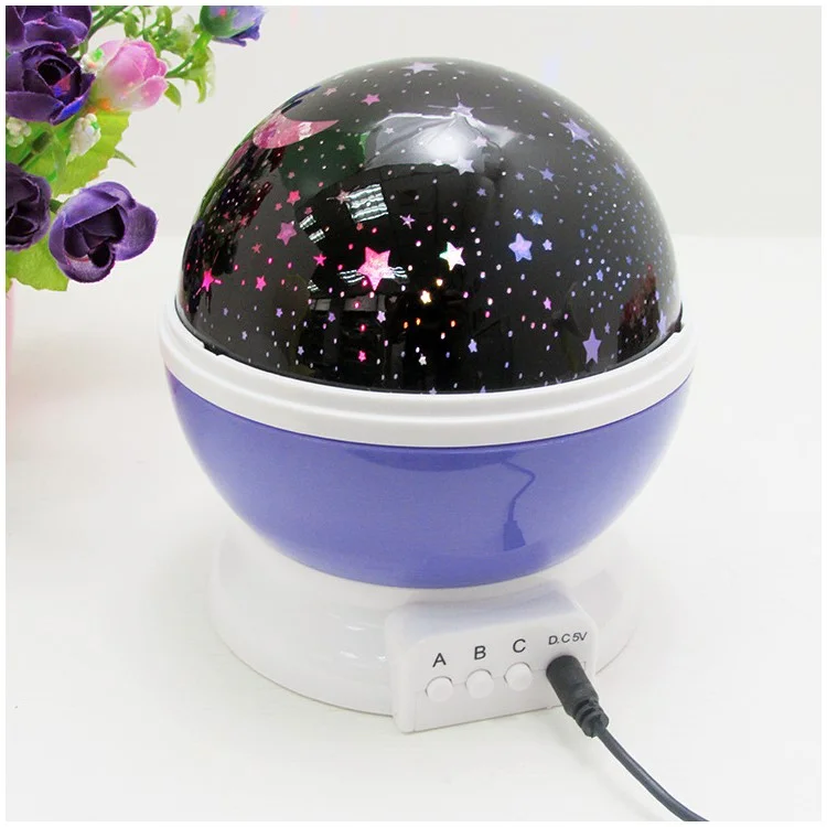 Fashion Babysbreath Projection Lamp Romantic Starry Sky Decorative Dimmable Night Light - Purple