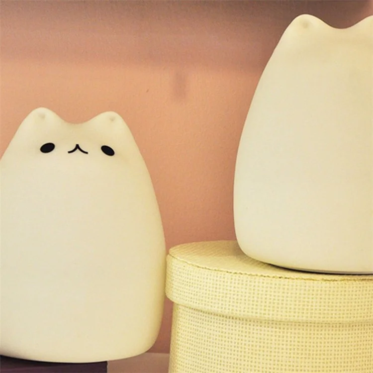 Lovely Kitten 7-Color Silicone LED Night Mood Light Tap Control Beside Lamp