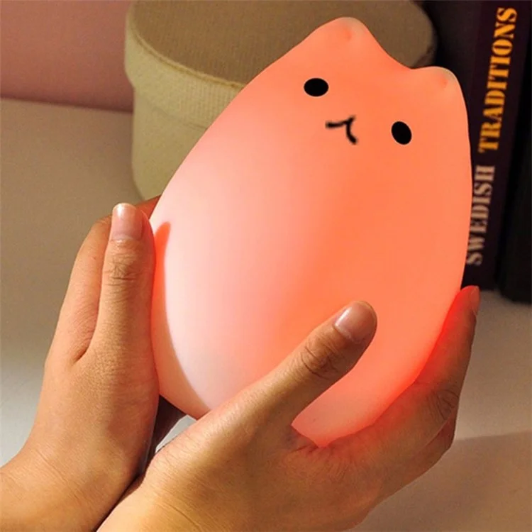 Lovely Kitten 7-Color Silicone LED Night Mood Light Tap Control Beside Lamp