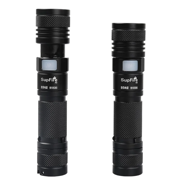 SUPFIRE A2 950LM 5 Modes XML2 (T6) LED Zoom USB Charging Flashlight - Black