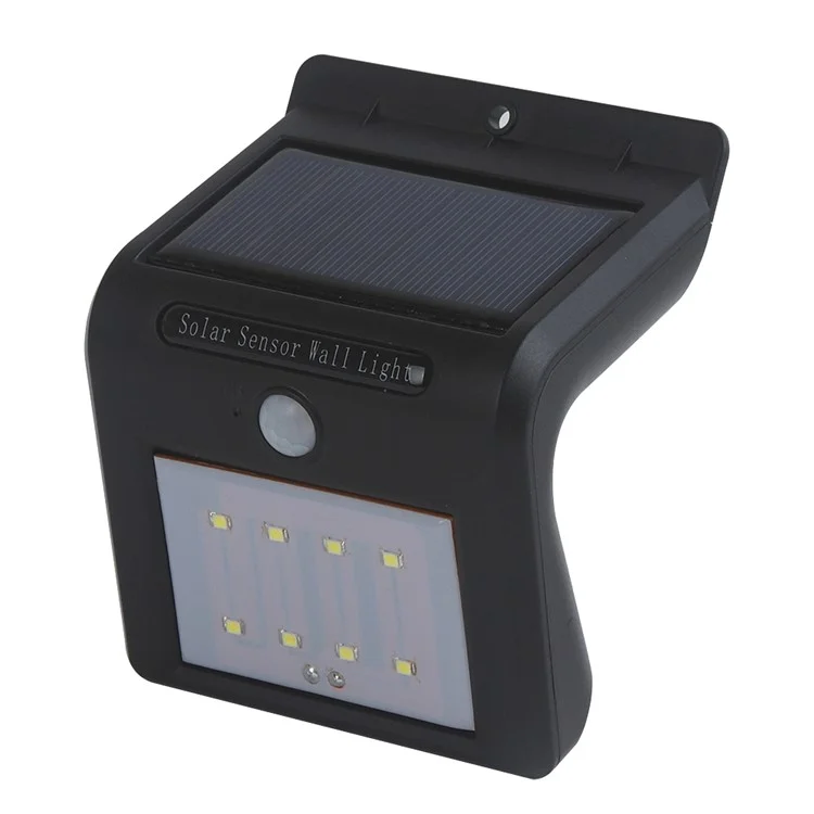 8 LED Solar Energy Light Sensor and PIR Sensor Light Outdoor Waterproof LED Wall Light - Black