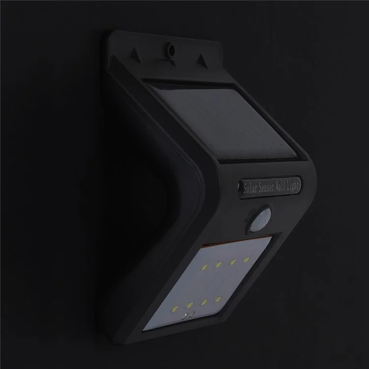 8 LED Solar Energy Light Sensor and PIR Sensor Light Outdoor Waterproof LED Wall Light - Black