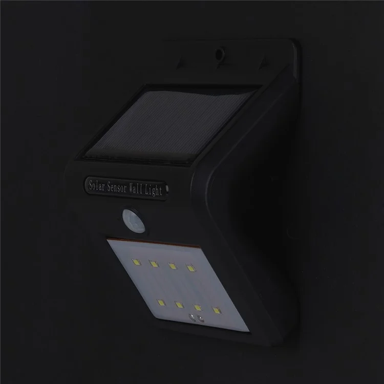 8 LED Solar Energy Light Sensor and PIR Sensor Light Outdoor Waterproof LED Wall Light - Black