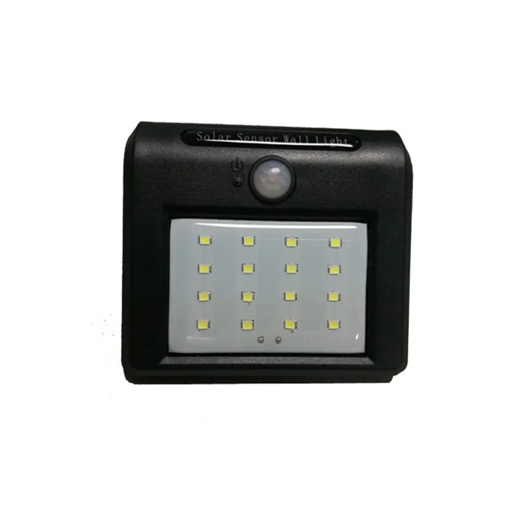 8 LED Solar Energy Light Sensor and PIR Sensor Light Outdoor Waterproof LED Wall Light - Black