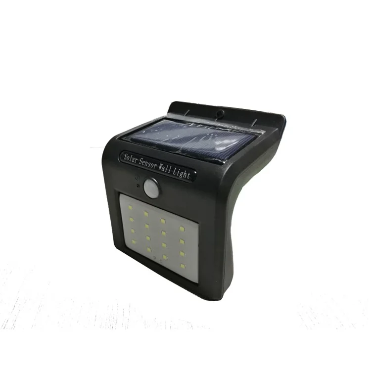 8 LED Solar Energy Light Sensor and PIR Sensor Light Outdoor Waterproof LED Wall Light - Black