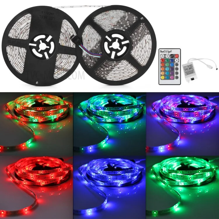 YK0421 IP65 Waterproof DC12V 10m Soft RGB LED Strip Light with IR Remote for Home Decoration