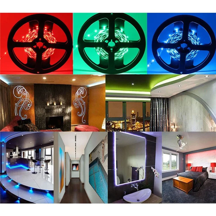 YK0421 IP65 Waterproof DC12V 10m Soft RGB LED Strip Light with IR Remote for Home Decoration