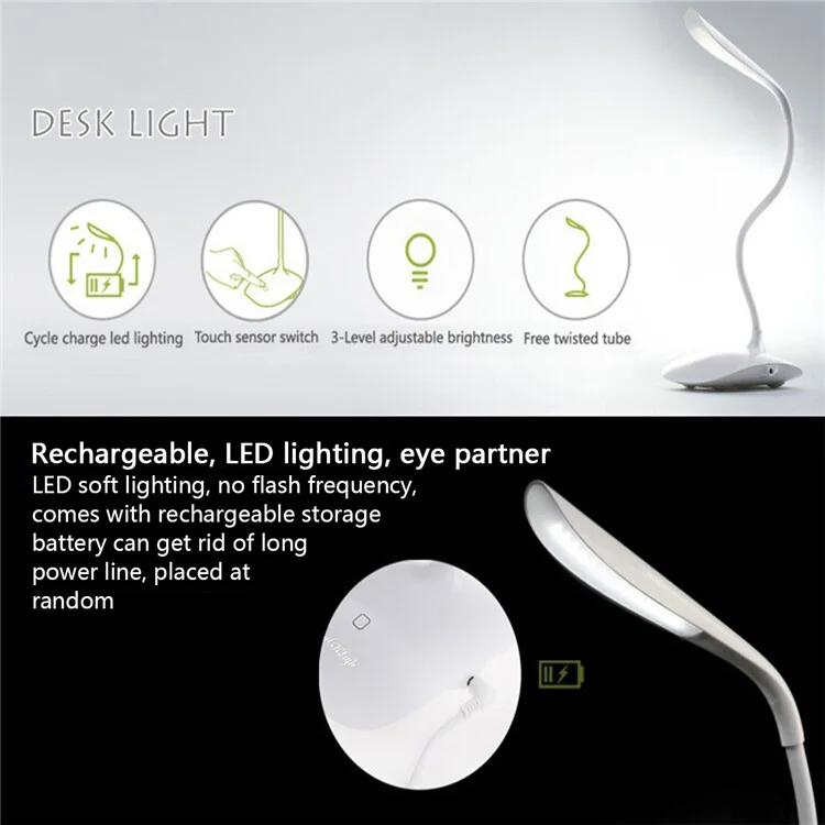 YK2202 5W USB Rechargeable Touch Sensor LED Reading Light Desk Table Lamp