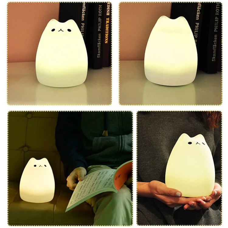 Cute Kitty Remote Control Color Changing LED Night Light Decor Lamp