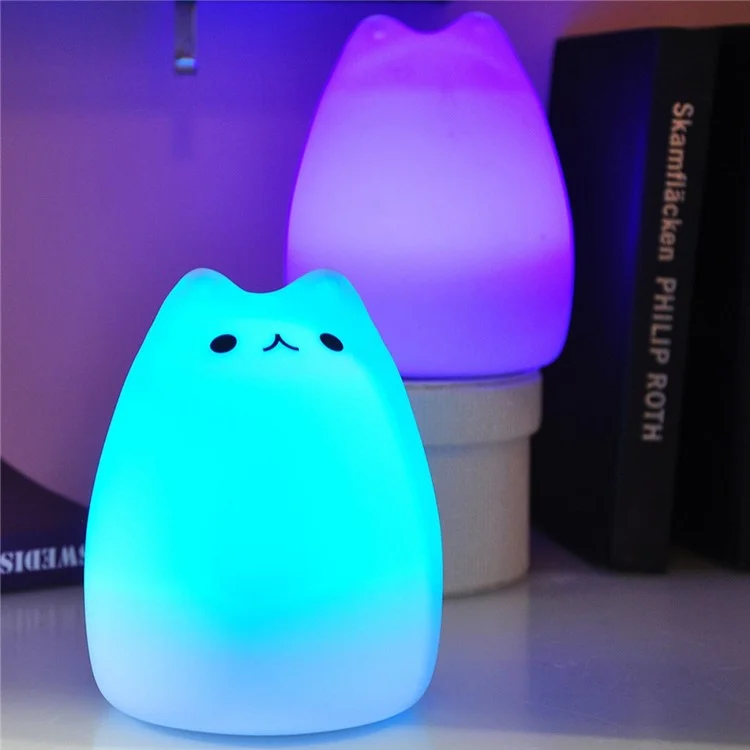 Cute Kitty Remote Control Color Changing LED Night Light Decor Lamp