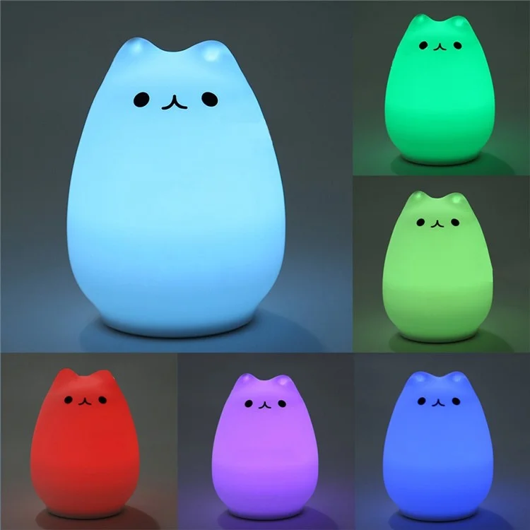 Cute Kitty Remote Control Color Changing LED Night Light Decor Lamp