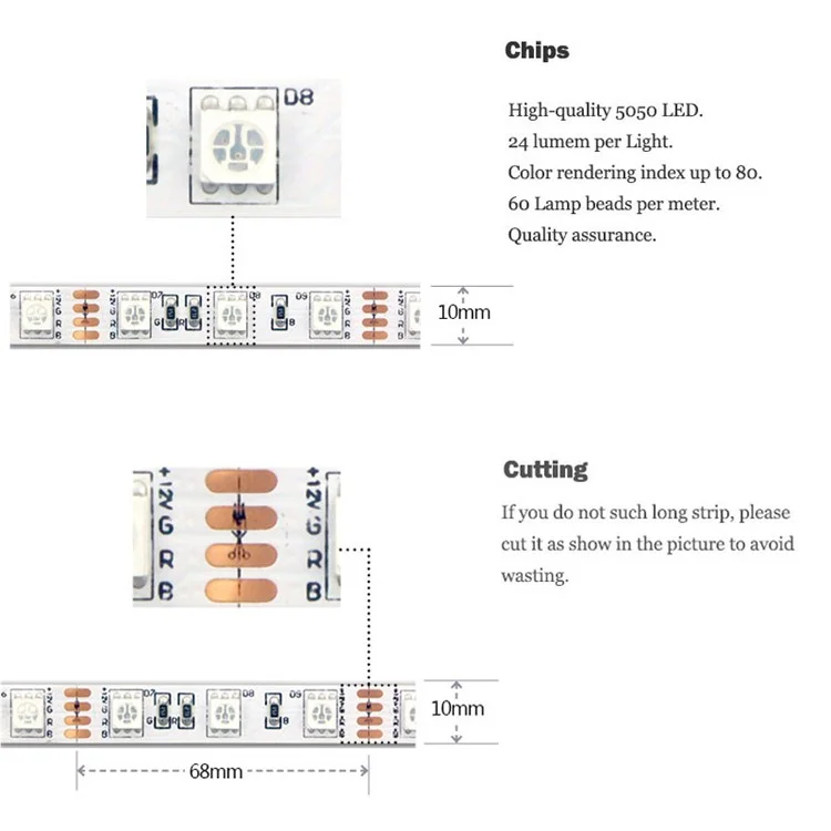Zigbee 5M RGBW 5050 SMD LED Light Strip Mobile APP Control Smart Strip - EU Plug