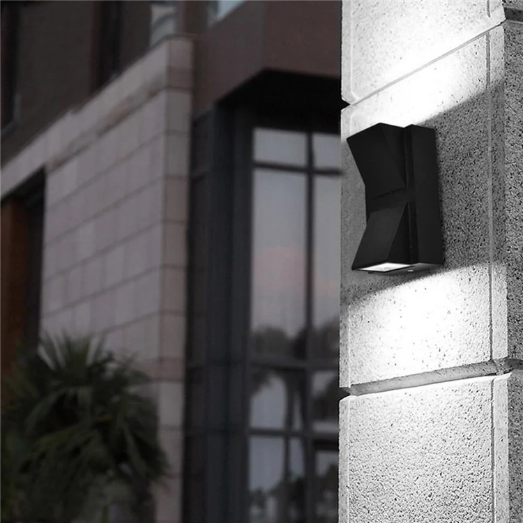 JIAWEN 2 x 5W COB LED Outdoor Waterproof IP65 K Shape Dual Emitters Wall Light (AC 85-265V) - White Light / Black Shell