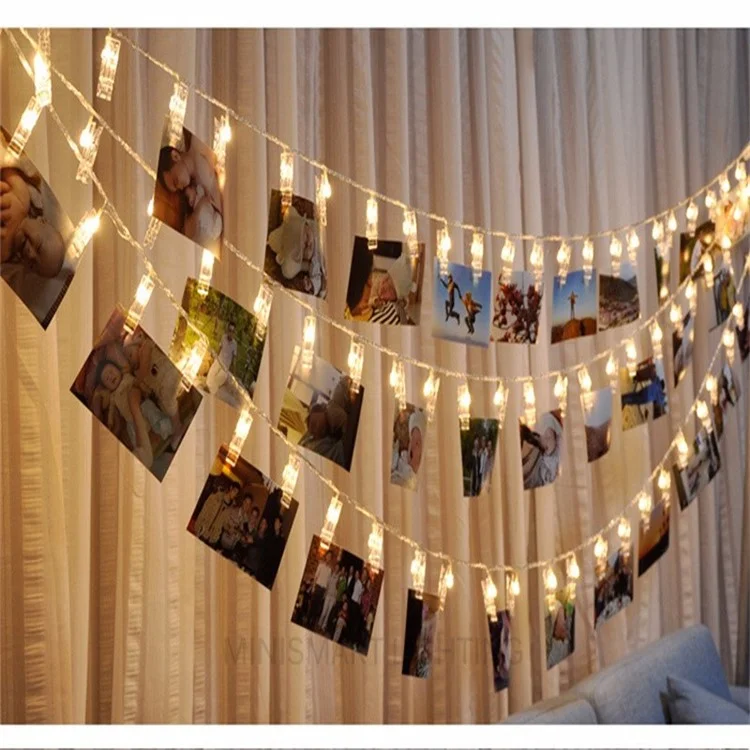 5 Meters 40 LED Photo Clip String Lights with Remote Control 8 Modes Choice Battery Operated Photo Clips - Warm White