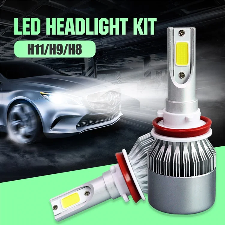 One Pair H8/H9/H11 C9H11 72W 7200LM 6000K Cool White LED Car Headlight