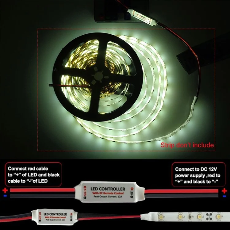 YouOKLight Mini RF 433.92MHz Single Color LED Strip Dimmer Controller Set