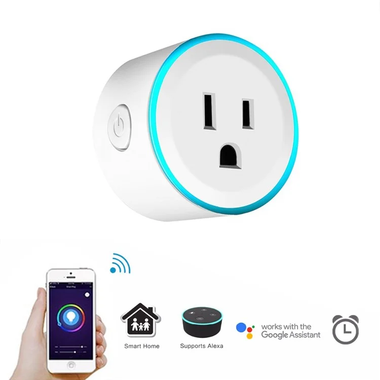 Colorful LED Lights WiFi Smart Socket Remote Control for Android iOS Smartphone - US Plug