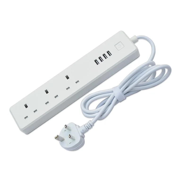 Smart Home WiFi 3 UK Outlets + 4 USB Ports Extension Socket Power Strip for Android iOS Smartphone - UK Plug