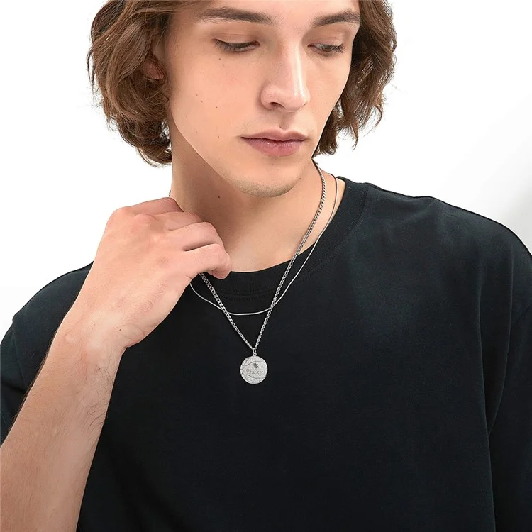 YISIXICI XL13140033 Zirconia Basketball Pendant Necklace S925 Silver Neck Jewelry (Dual Circle Chain) - Style A